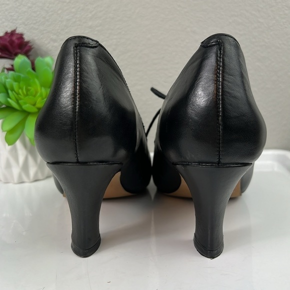 Earthies Mezzi Lattice Lace-Up Heels Black Leather 8 - Picture 4 of 12